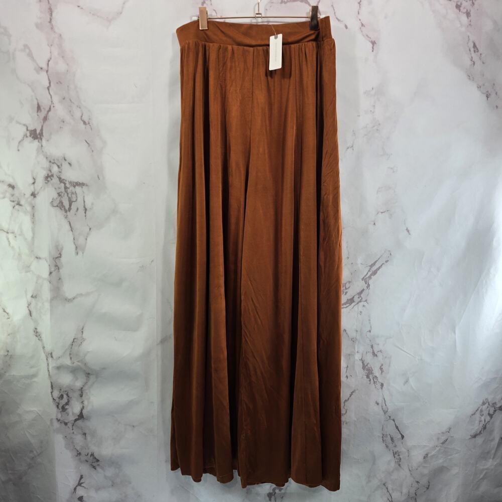 Maeve Pants Womens Medium Orange Wide Leg High Rise Terracotta Silky